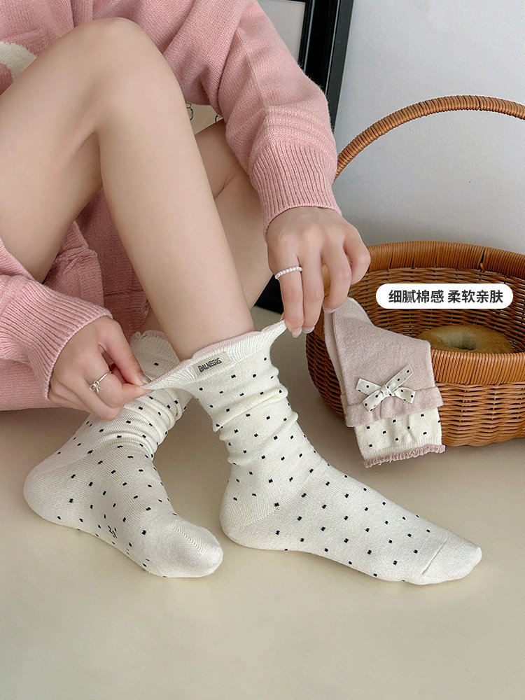 Six-Fingered Mouse Warm Socks for Girls, High Tube, Medium and Large Children, Double Loop, Mid-Length Tube, Autumn and Winter Cotton Socks, Adult Women's Socks