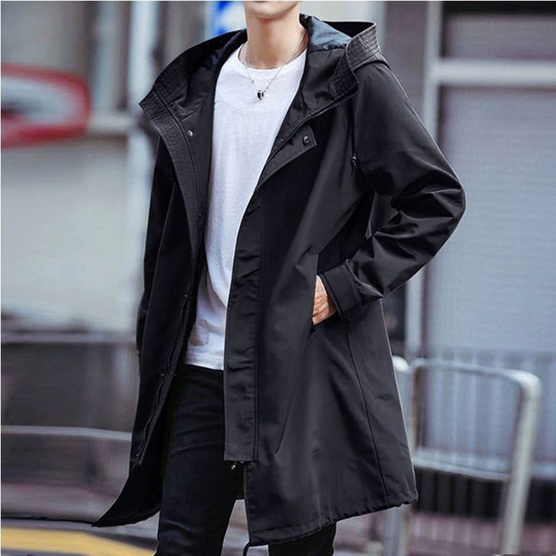Military-Style Men's Jacket, Spring 2024 New Model, Mid-Length Over-The-Knee Coat with Hood, Outdoor Waterproof, Manufacturer