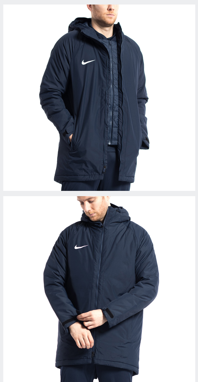 Nike cotton suit Academy 18 Bóng đá dài mùa thu và mùa đông áo gió thể thao cotton giản dị - Quần áo độn bông thể thao áo phao nam mũ lông