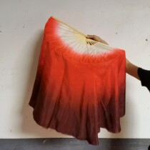 Dance fan Wanjiang dancing fan silk double-sided deep red gradient lengthy classical dance red plum Zan Jiaozhou Yangko fan