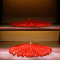 Red cradle long silk fan extended dance fan Red patriotic square dance Yangko fan square dance long fan