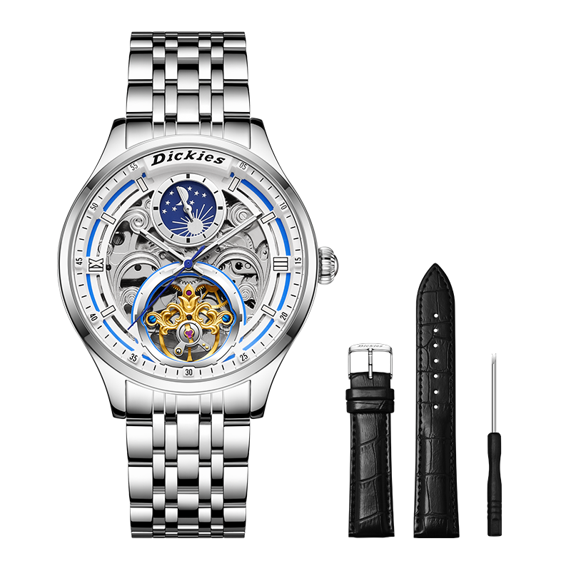 Dickies机械手表男款全自动镂空陀飞轮机械表时尚商务男士手表714