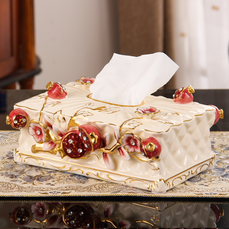 Real Accessories Eurostyle Ceramic Paper Towel Box Living Room Paper Towels Home Toilet Paper Box Palace Tea Table Decoration Swing Accessories Creative Gifts