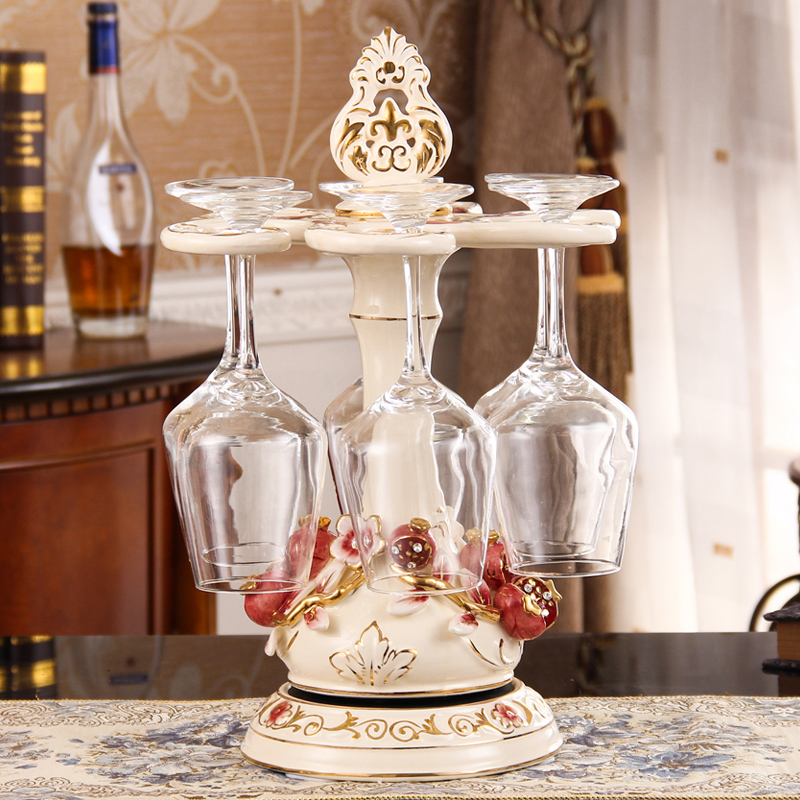 Real Decorated Wine Glass Shelf Upside Down home suspension Eurostyle High foot cup shelf Living room Adornment Ceramic Pendulum Decorated Red Wine Glass Shelf