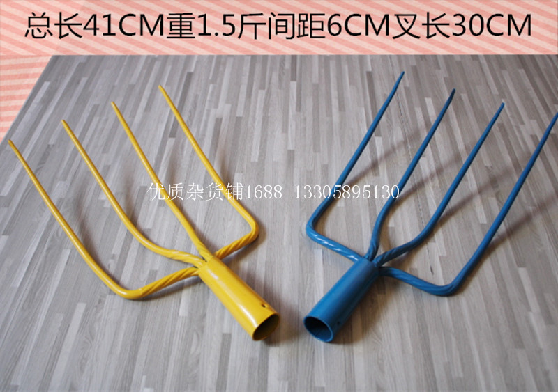 Agricultural steel fork four-tooth fork whole steel solid four-share fork grass fork mud fork manure fork plus iron four-tooth fork agricultural fork