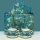 Van Gogh cốc xương sứ châu Âu cốc nhỏ châu Âu sang trọng cá tính sáng tạo cốc gốm với muỗng hiện đại nhẹ hộp quà tặng sang trọng - Cà phê