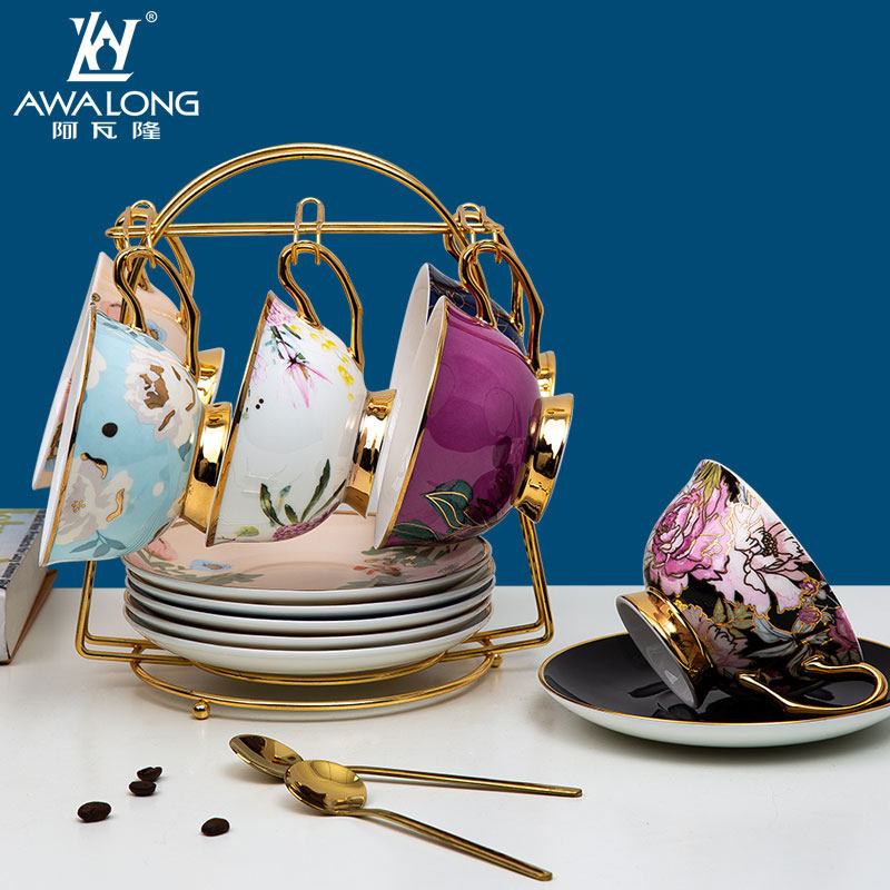 Coffee Cup European Style Small Lavish Wins Wind Elegance Modern Light Lavish Style Bone China Single Nordic Style Ceramic Cups