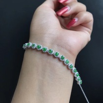 Emerald Bracelet Silver Inlaid Jade Bracelet Ice Seed Sun Green