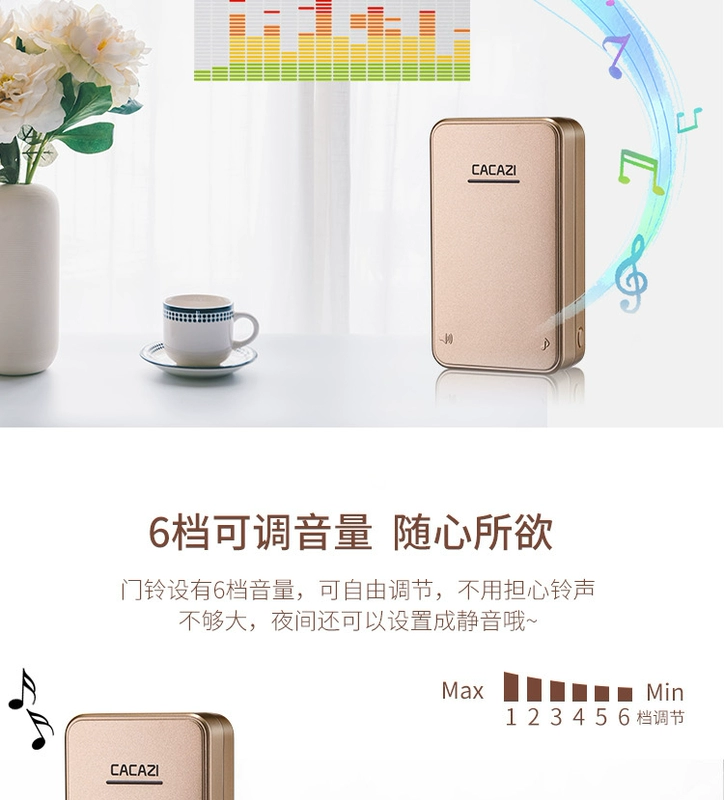 Chuông cửa không dây tại nhà chống thấm nước đường dài Chuông điện tự tạo không cần pin Máy nhắn tin một-một hai-một