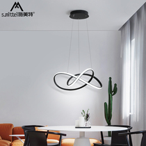 Nordic restaurant chandelier modern simple led living room lamp creative personality ring Bar Cafe Net red lighting