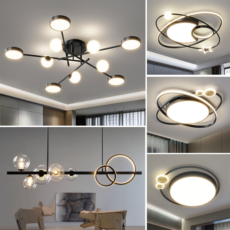 Living room lights 2021 new lamps Modern simple atmosphere Nordic light luxury ceiling lighting combination whole house package