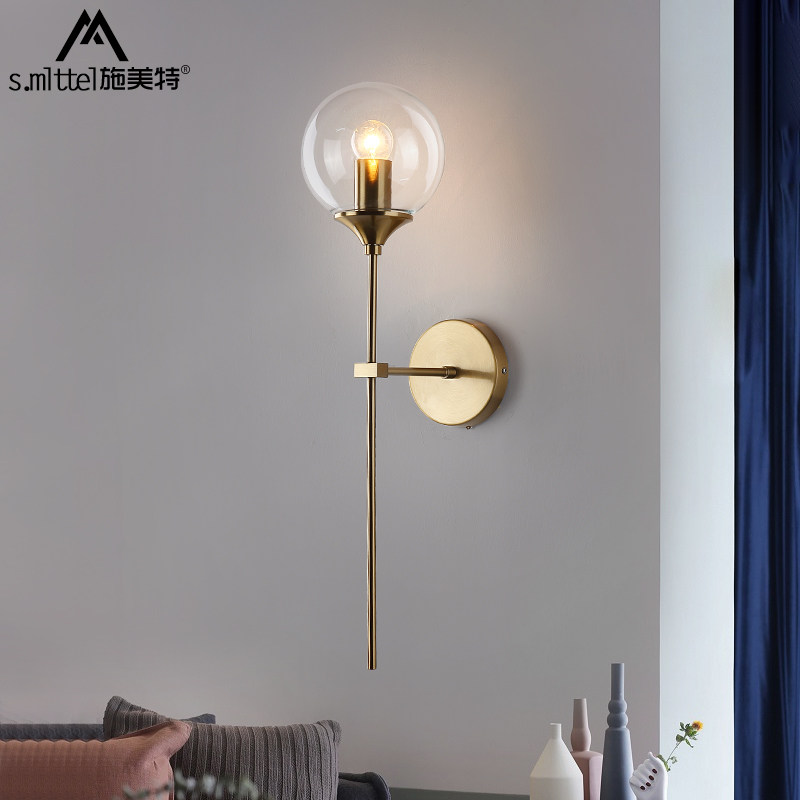 Wall lamp modern simple bedroom bedside lamp creative glass corridor corridor background wall lamp Nordic living room wall lamp