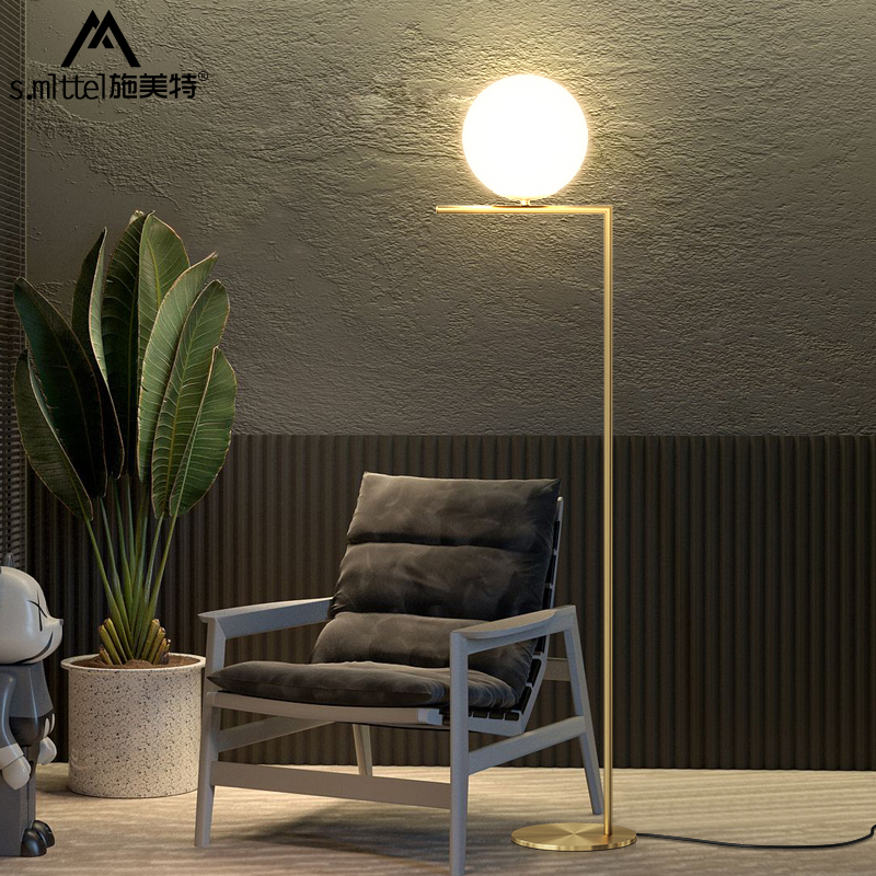 Nordic glass ball floor lamp Modern simple creative round ball ins floor lamp bedroom net red floor lamp living room