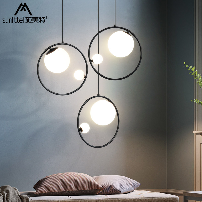 headboard pendant lamp modern minimalist Nordic light and luxurious long line glass light creative personality bar Bedroom bedside small chandelia