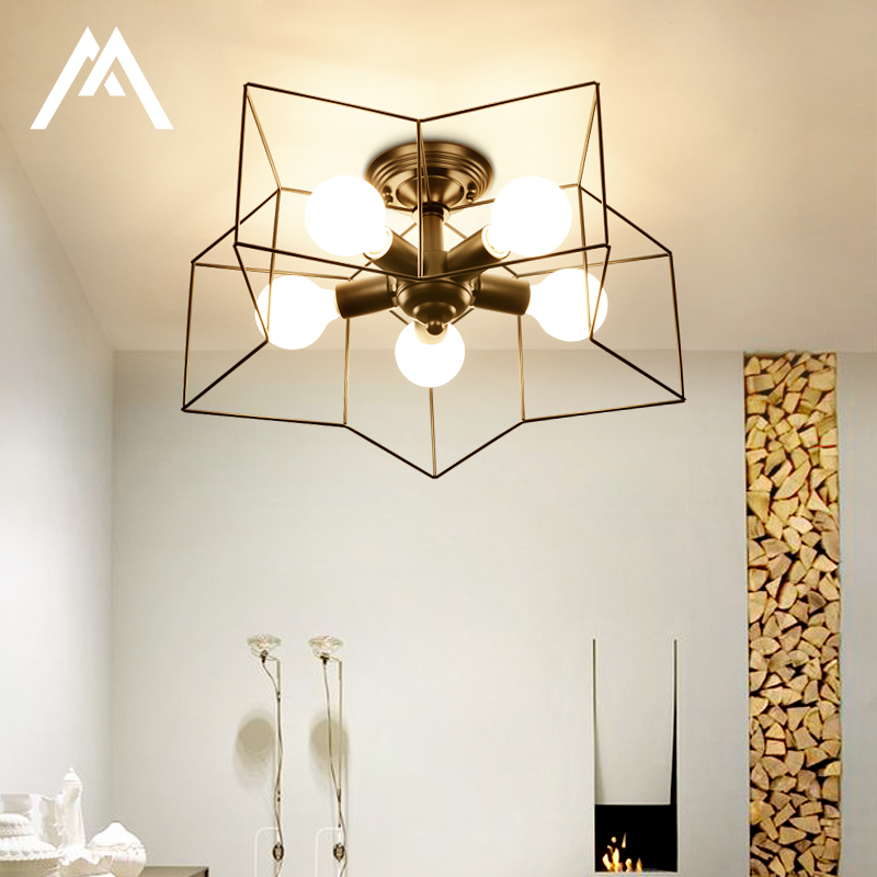 SMT Simply American Pentagon Bedroom Ceiling Light Creative Personality LED Industrial Wind Ceiling Lights Lighting