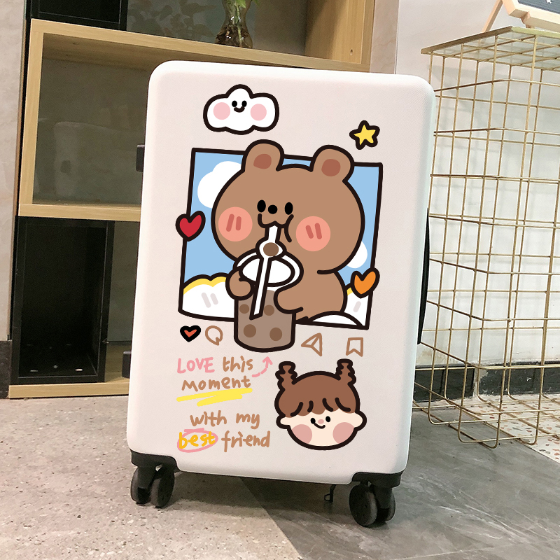 Suitcase ins nets red universal wheels small pull-lever case 20 inch cute graffiti travel leather case children male students