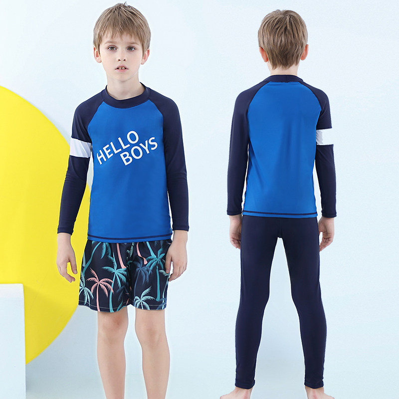 Boy's swimsuit long sleeve top split child child child trousers sunscreen suit boy holiday surf suit