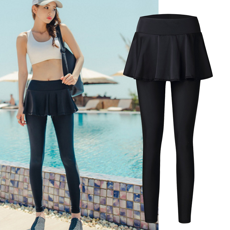 Women's long swimming trunks skirt two-piece sunscreen Swimming diving pants Quick-drying surf suit Snorkeling jellyfish suit Spa swimsuit vest