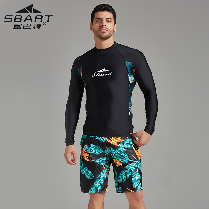 Shark Bart wetsuit men's sun protection swimsuit long-sleeved jellyfish clothing large size two-piece quick-drying snorkeling surfing swimsuit