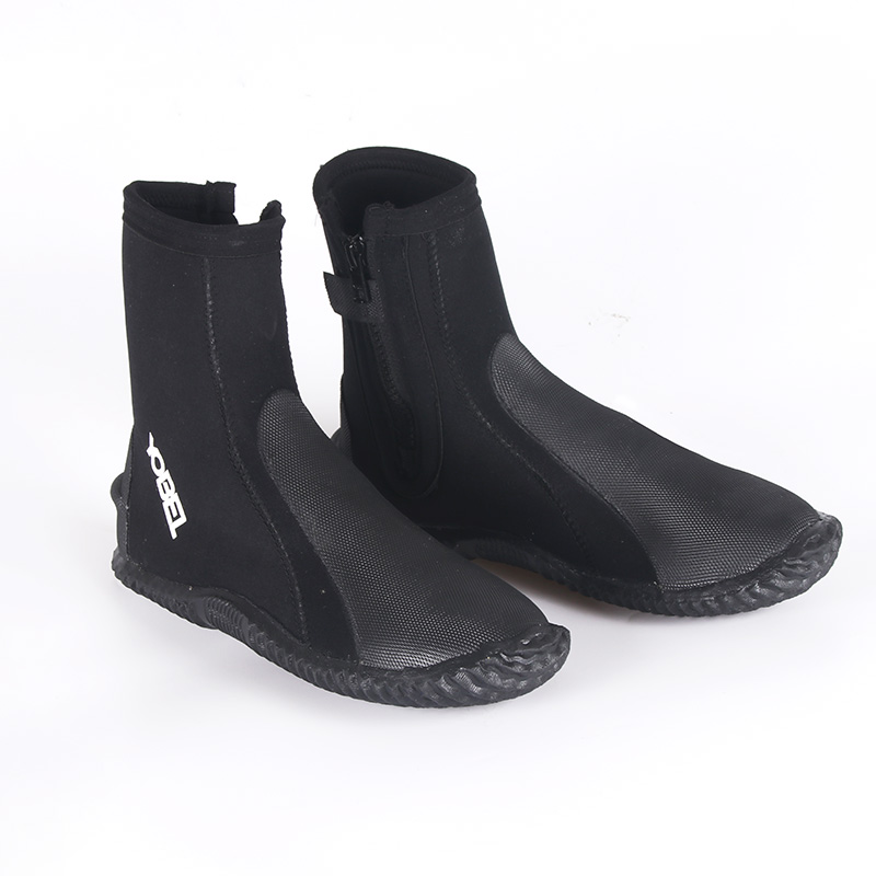 5MM THICK warm swimming boots snorkeling shoes HIGH tube velcro anti-thorn anti-scratch anti-slip diving diving boots black