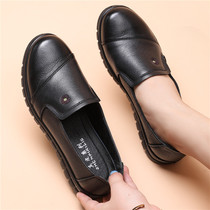 chun qiu kuan mothers shoes leather soft bottom shoes comfortable flat non-slip middle-aged womens shoes middle-aged elderly nai nai xie