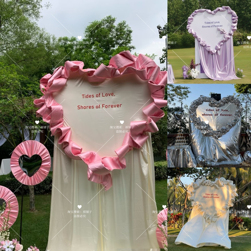 Pleated Heart-Shaped Edge-Bound Welcome Sign, Outdoor Engagement Decoration, Valentine's Day Decoration, Shop Photo Prop