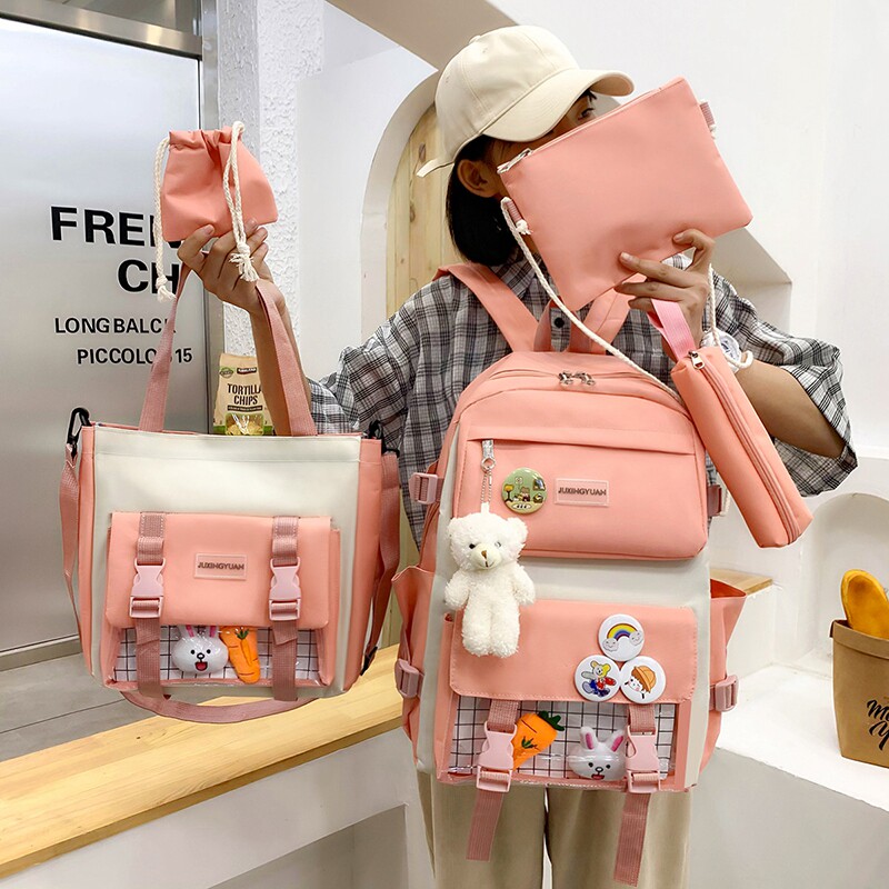 Schoolbag female primary school student ins style Korean version of the junior high school girl small fresh forest large-capacity backpack backpack