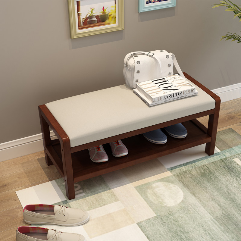 Solid wood shoe changing stool home soft bag cushion door simple shoe rack stool can sit and wear shoe stool to enter the door small shoe cabinet