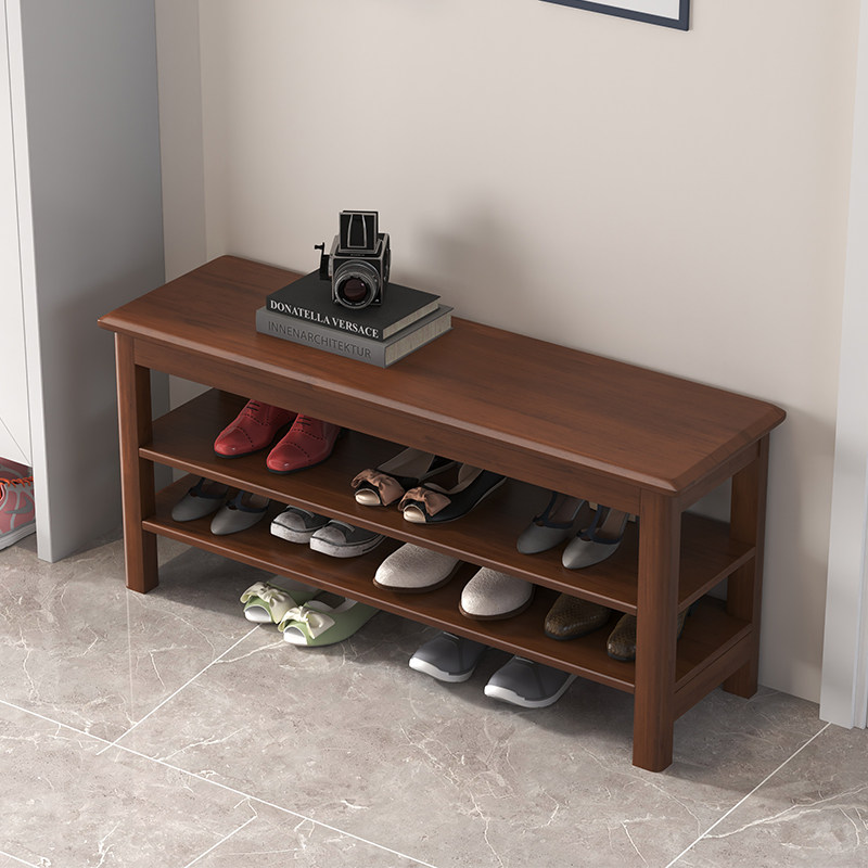 All solid wood shoe changing stool home porch can sit at the door of the shoe cabinet to store wearing shoe stool multi-layer sitting storage shoe rack