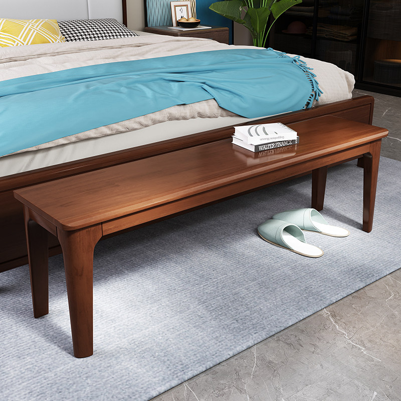 Long bench dining room plus sitting bench Nordic bed stool all solid wood bed end stool light luxury bedroom bed couch long stool