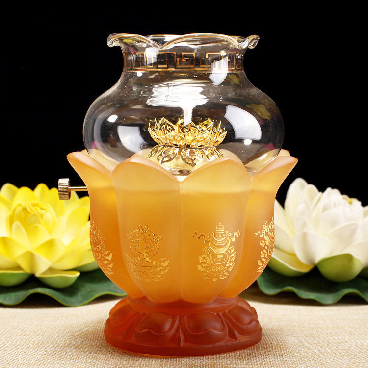 Glazed butter lamp holder liquid candle stand Buddha for the lamp Buddha lamp Changming lamp eight auspicious windproof oil lamp Buddha accessories