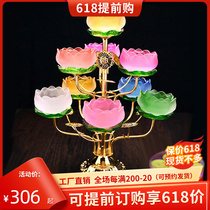 Seven Colors Glazed Lotus Light Nine Pint Glazed Candle Terrace Buddha front for the lamp Home candle lamp frame Changming lamp ghee lamp