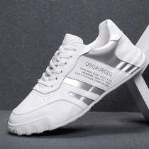 2022 spring and autumn mens shoes tide brand small white toe layer leather breathable inner heightened leather casual sports shoes men