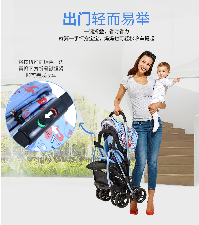 Xe đẩy em bé nhẹ nhàng Xiaolonghabi có thể ngồi ngả xe đẩy trẻ em phong cảnh cao LC699 - Xe đẩy / Đi bộ xe đẩy cho bé sơ sinh