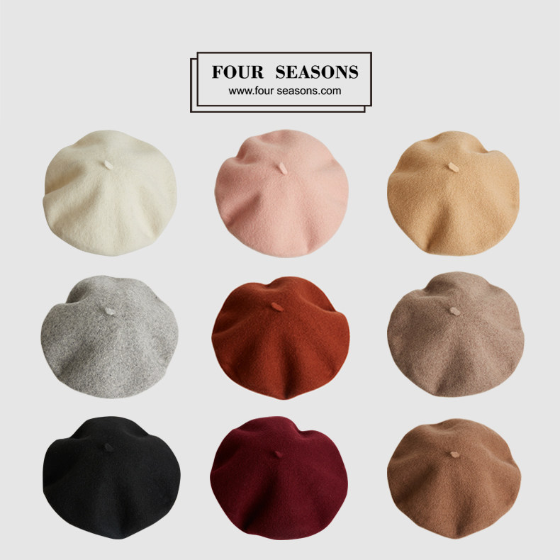 Beret girl spring and autumn wild Korean version wool Japanese literature and art retro painter hat British solid color bud hat