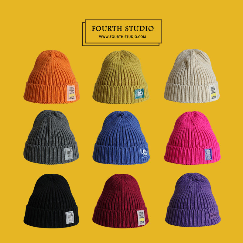 Chinese New Year red knitted hat female winter thickened warm ear protection cover cold hat male Korean version of Tide brand Joker wool hat