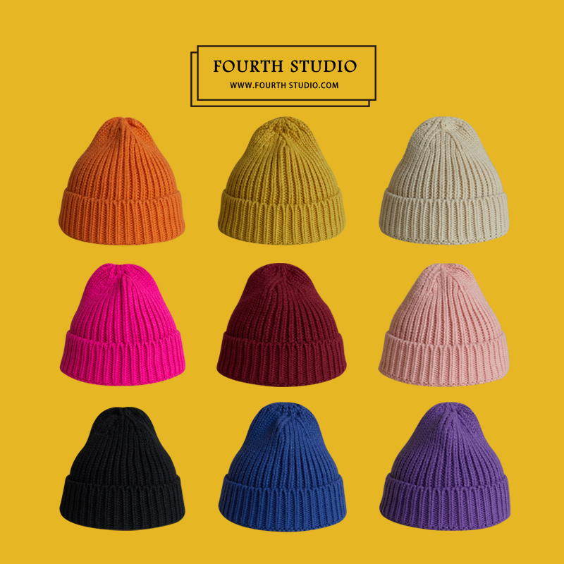 Light Body Pure color knitted hat Women in spring Mao Line hat South Korea Japanese Ins Cold hat 100 hitch red cone top hat tide