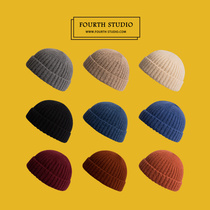 Four seasons parent-child knitted hat Japanese Harajuku eaves domed melon leather hat female street tide man landlord wool hat male