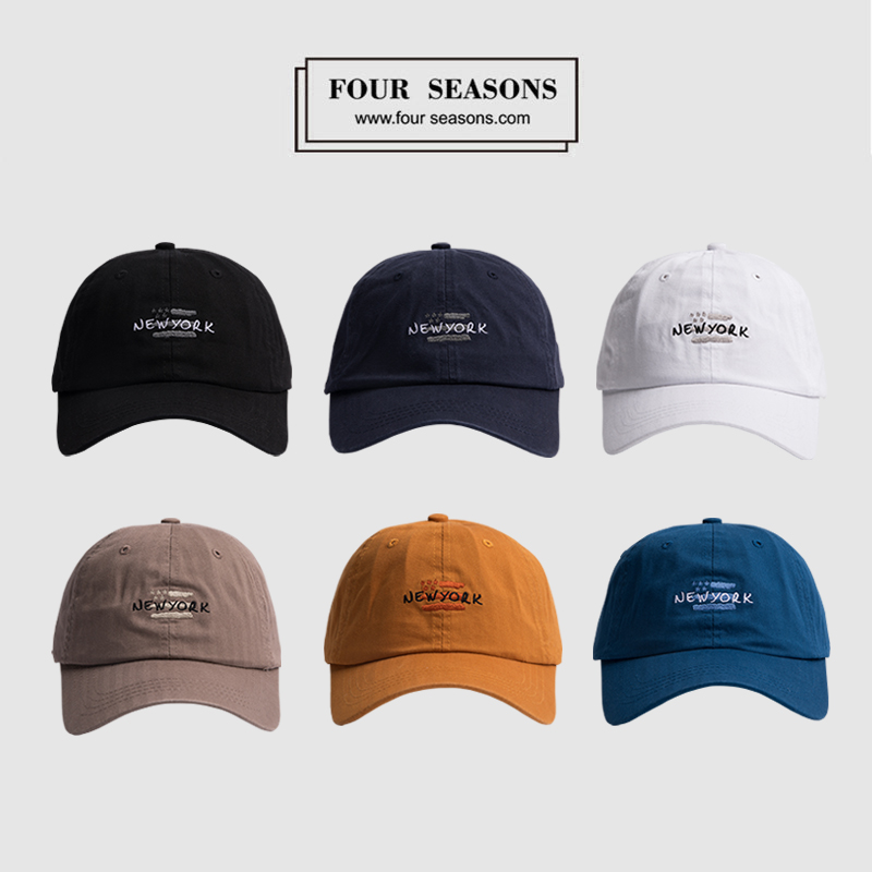 Korean version of the curved brim soft-top baseball cap Japanese wash old big head circumference retro hip-hop hat female peaked cap male tide