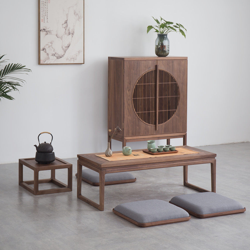 Xumu new Chinese tatami tea table black walnut solid wood tea table coffee table Zen Japanese-style bay window table Kang a few low tables