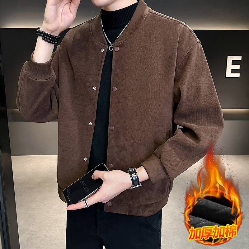 Baseball Jacket for Men, Autumn and Winter 2025 New Trendy Brand, High-End Thin Corduroy Jacket for Men
