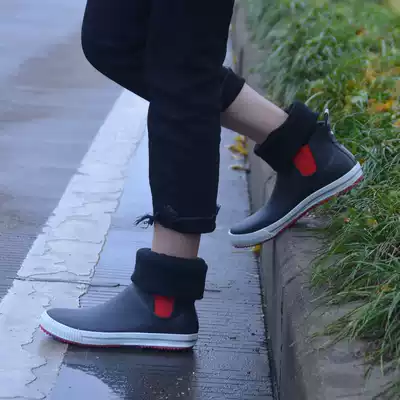 2021 Four Seasons Men and Women Low Couples Low Rain Boots Plus Velvet Overshoes Outdoor Glue Shoes Waterproof Fishing Rain Shoes