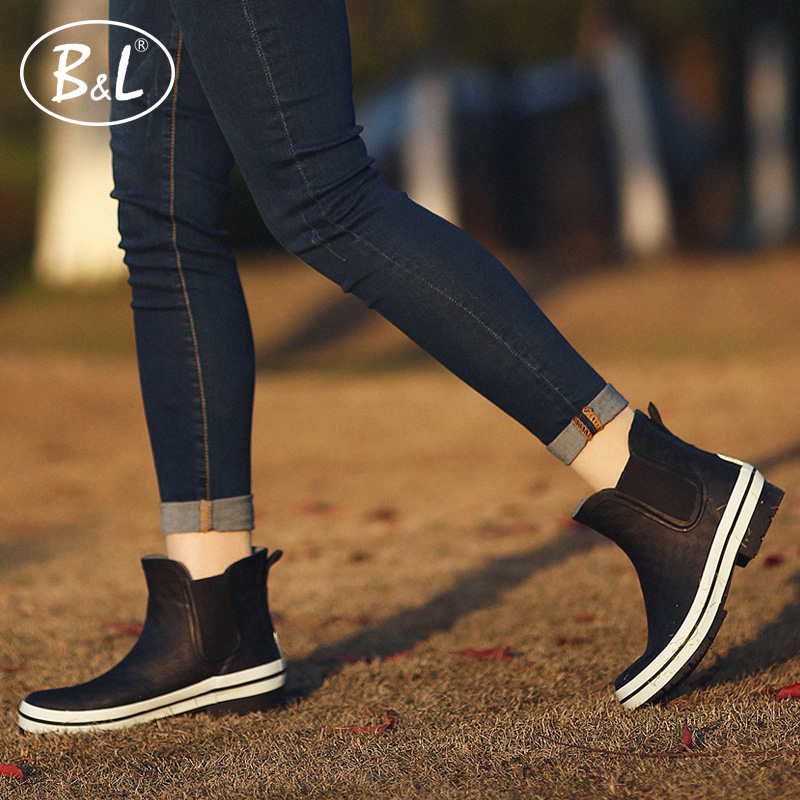 BL Korean fashion short tube rain boots Women rain boots Chelsea low-top women non-slip waterproof and wear-resistant water shoes rubber shoes