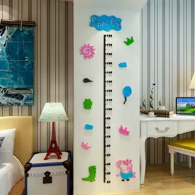 Cartoon piggy measurement height stickers 3d acrylic three-dimensional wall stickers Children's room kindergarten entrance decoration stickers