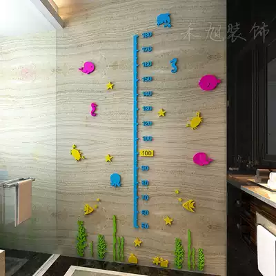 3D crystal three-dimensional wall sticker acrylic height wall sticker children adult height ruler living room entrance background decorative painting