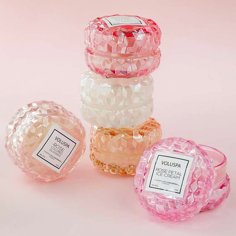 Import VOLUSPA Incense Candle Glass Cups Handmade Essential Oils Sleep scented scented candle macaron sends a courtesy table white