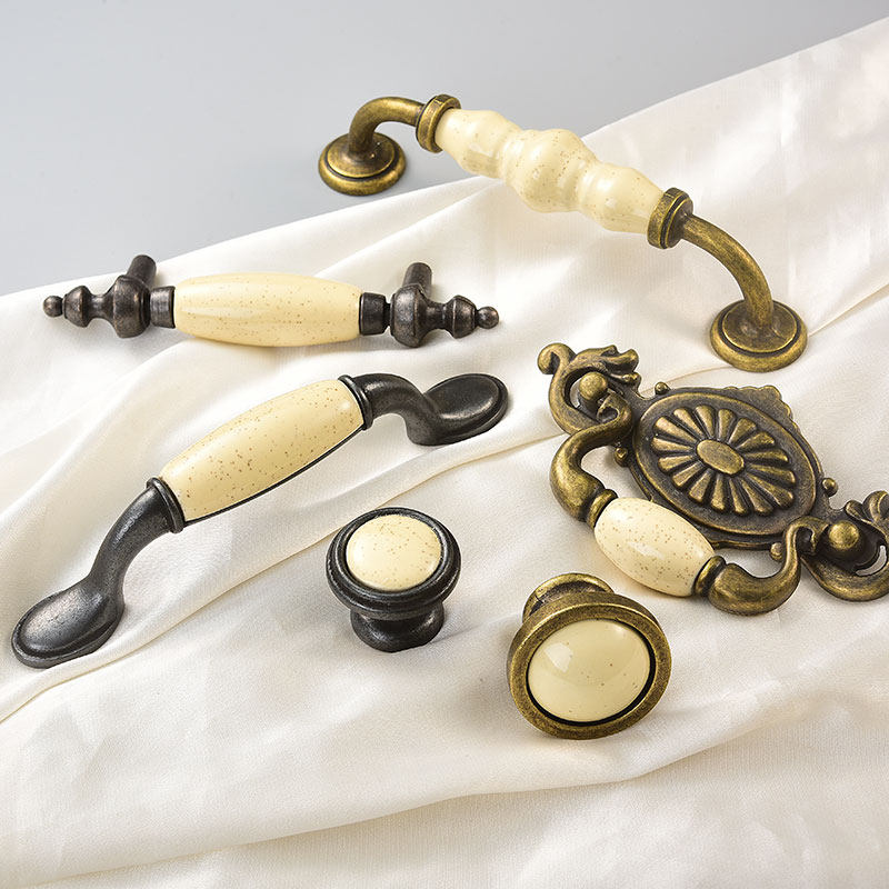 American Fields Garden Overall Cupboard Door Pull Handle Eu Style Modern Minimalist Wardrobe Drawer ceramic Single-hole round cabinet door handle