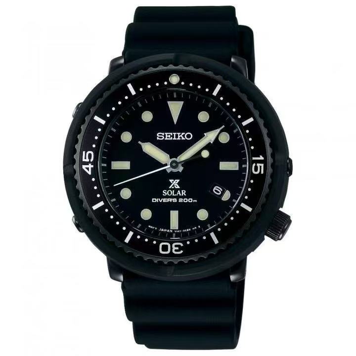 Seiko Small Canister Solar-Powered Diver Black Warrior 200m Waterproof Luminous Diving 42mm Black Seiko Small Canister Solar-Powered Diver Black Warrior 200m Waterproof Luminous Diving 42mm Black