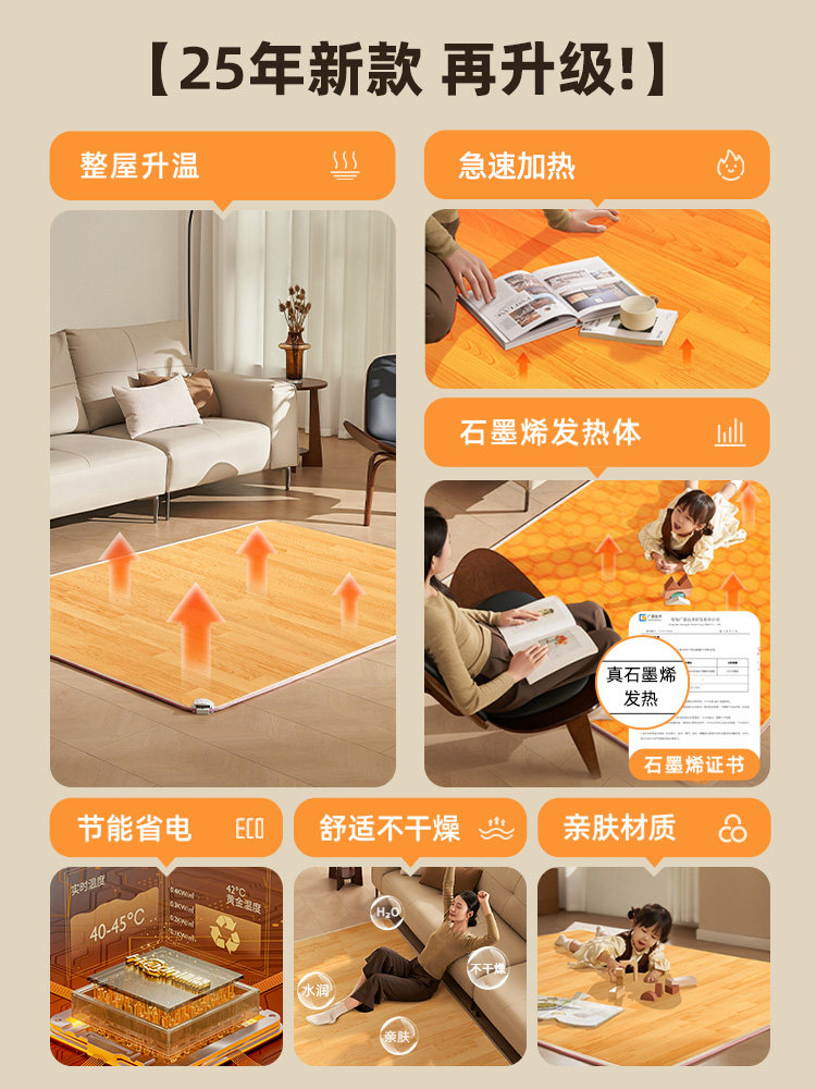 Heating Mat for Floor Heating, Graphene Floor Heating, Electric Heating Mat for Living Room, Heating Carpet for Bedroom, Children's Home Use