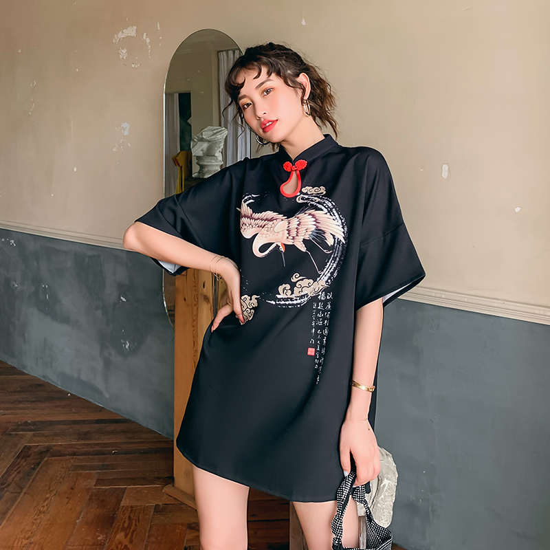 Retro cheongsam, fashionable short dress for elementary school students, skirt, light style, loose fit Retro cheongsam, fashionable short dress for elementary school students, skirt, light style, loose fit